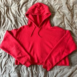 Out from Under Cropped Red Hoodie (Urban Outfitters)